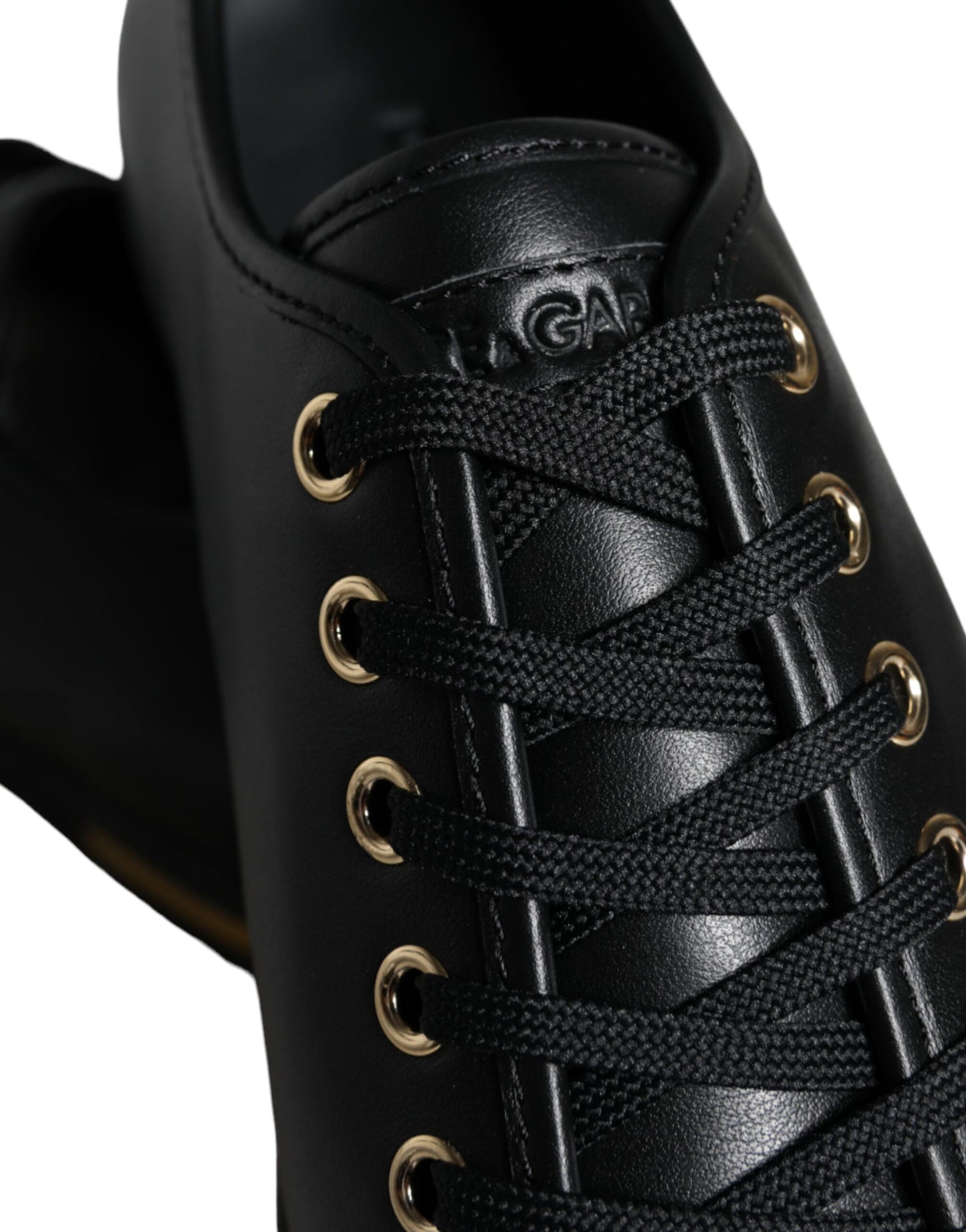 Dolce & Gabbana – Klassische Sneakers aus schwarzem und goldenem Leder