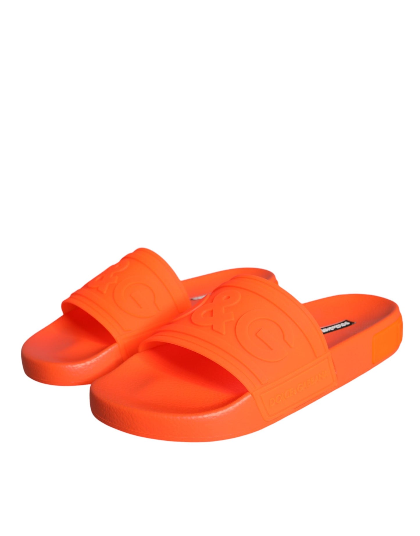 Dolce & Gabbana Orange Gummi Slides Sandalen Strandschuhe