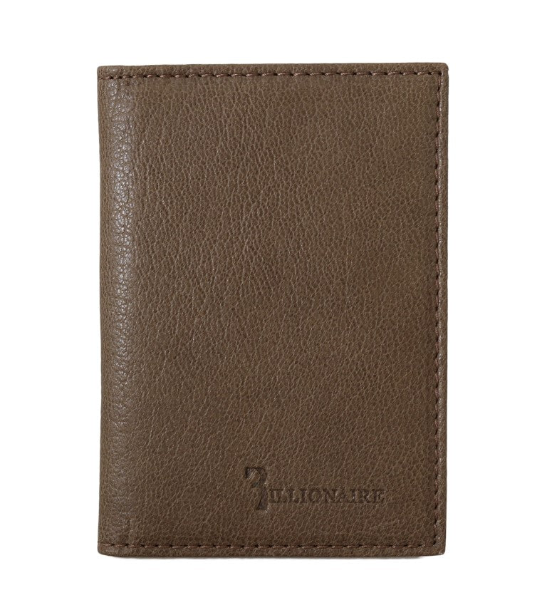 Portefeuille en cuir élégant pour homme en marron de couture italienne milliardaire