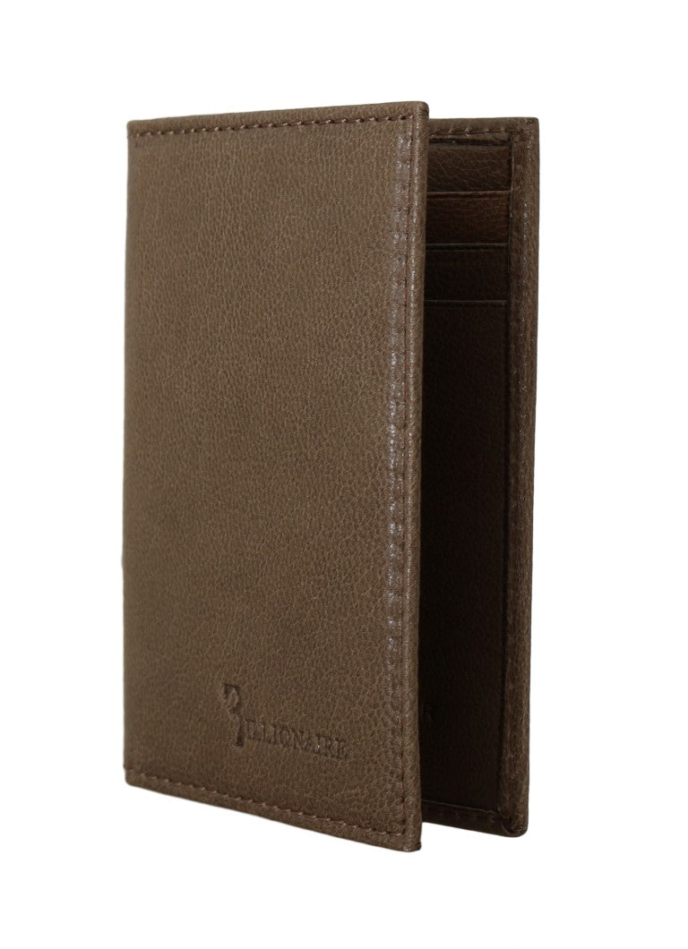 Portefeuille en cuir élégant pour homme en marron de couture italienne milliardaire