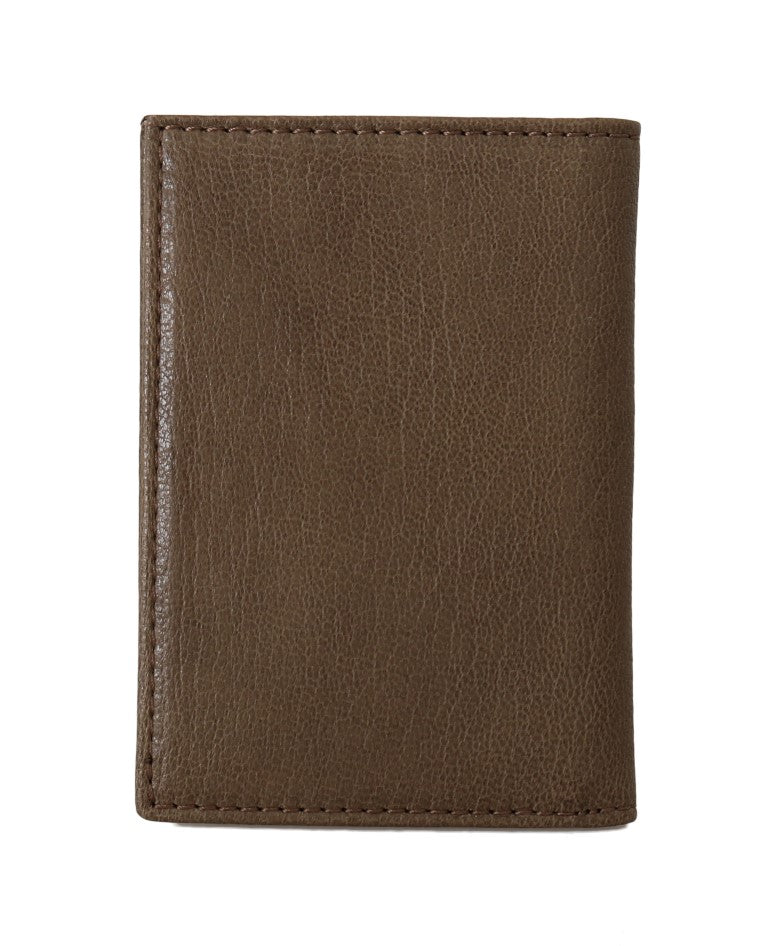 Portefeuille en cuir élégant pour homme en marron de couture italienne milliardaire
