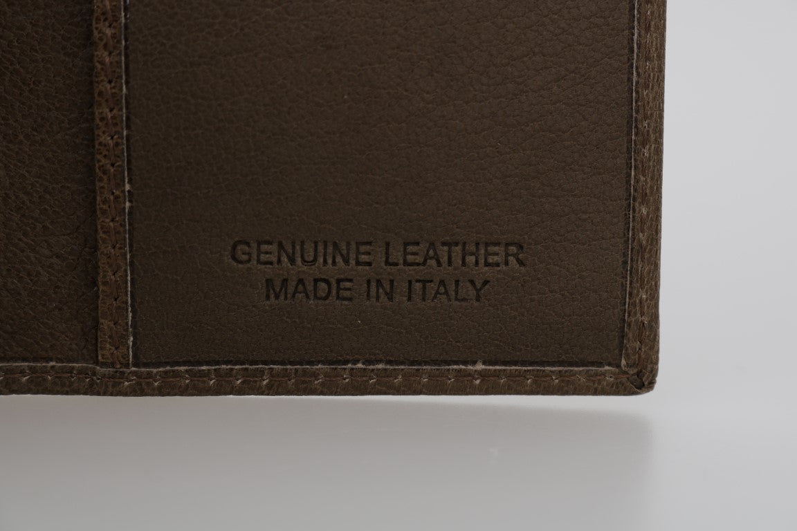 Portefeuille en cuir élégant pour homme en marron de couture italienne milliardaire