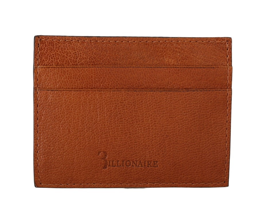 Portefeuille en cuir pour homme élégant de couture italienne milliardaire en marron