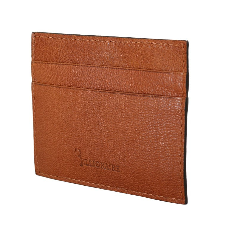 Portefeuille en cuir pour homme élégant de couture italienne milliardaire en marron
