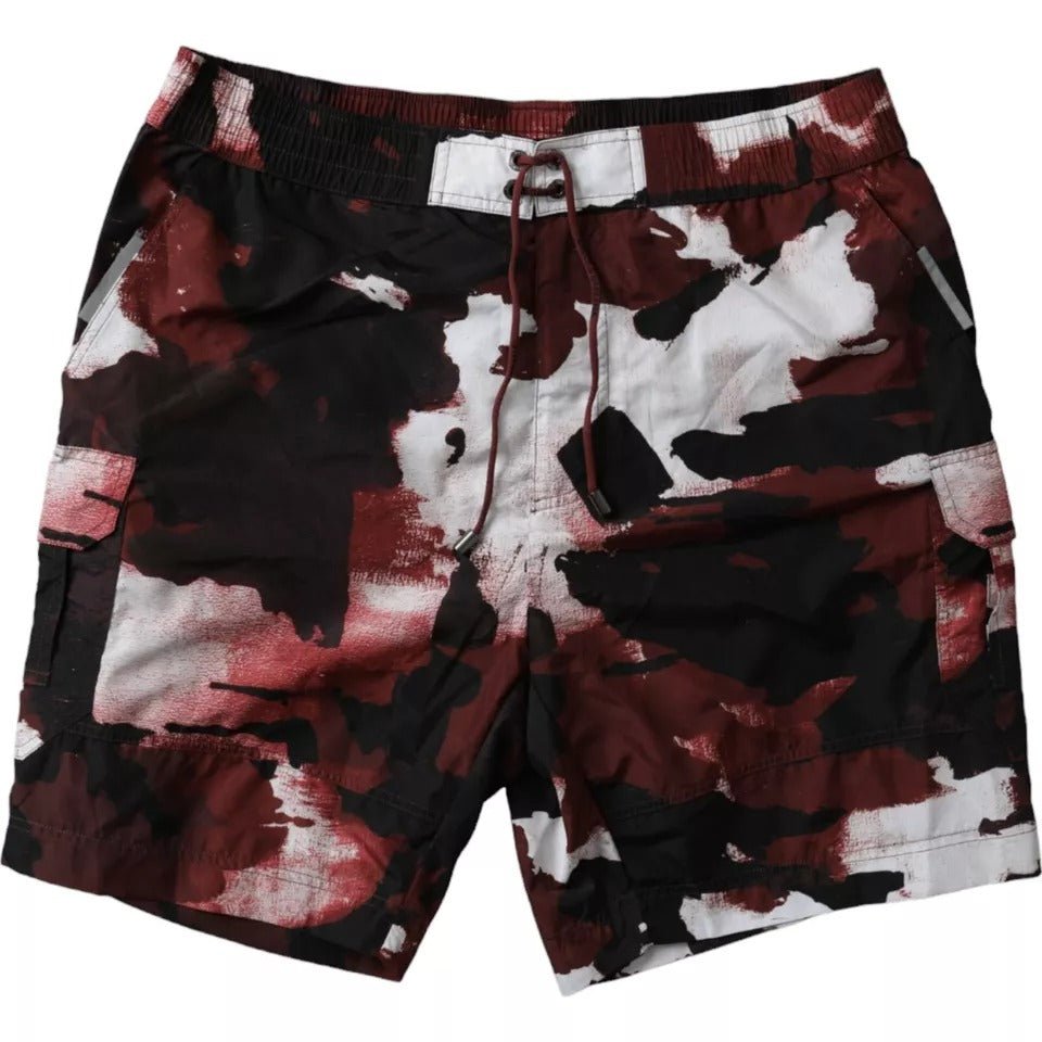 Dolce & Gabbana Mehrfarbige Camouflage DG Logo Strandmode Shorts Bademode