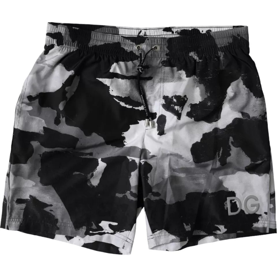 Dolce & Gabbana Mehrfarbige Camouflage DG Logo Strandmode Shorts Bademode