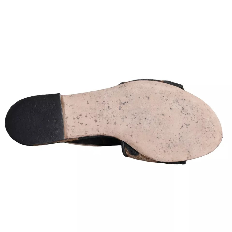 Dolce & Gabbana – Sandalen mit Leopardenmuster und Logo in Braun