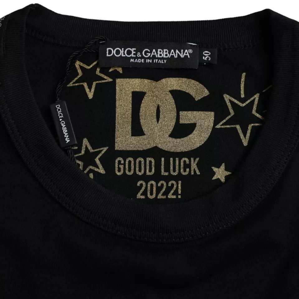 Dolce & Gabbana Schwarzes T-Shirt aus Baumwolle mit Rundhalsausschnitt und kurzen Ärmeln für Herren
