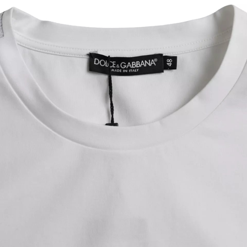 Dolce & Gabbana – Weißes, kurzärmliges T-Shirt aus Baumwolle mit Rundhalsausschnitt