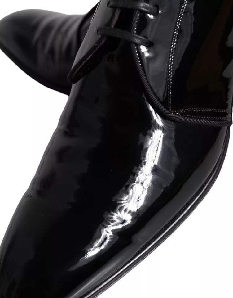Dolce & Gabbana – Derby-Schuhe aus schwarzem Lackleder für Herren