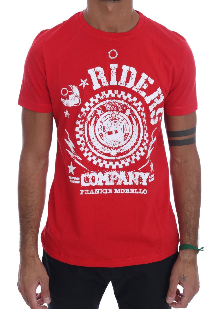 Camiseta roja de algodón con cuello redondo RIDERS