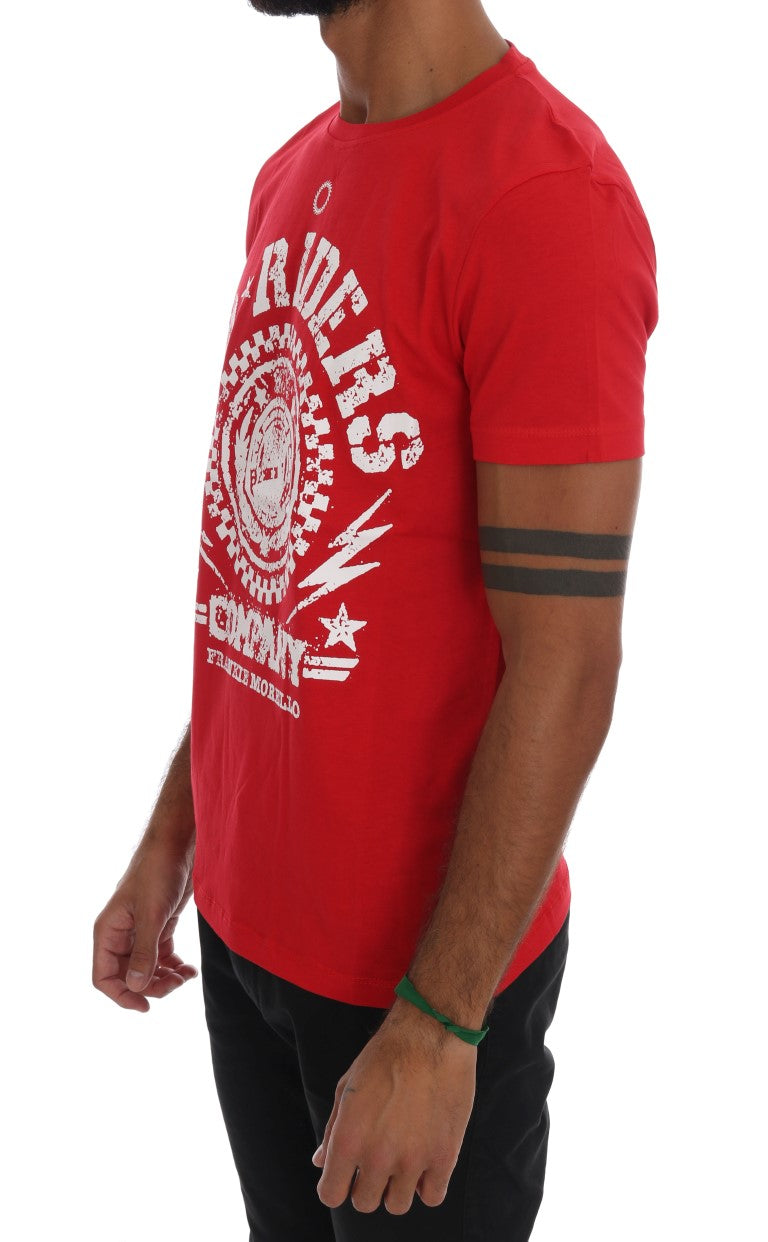 Camiseta roja de algodón con cuello redondo RIDERS