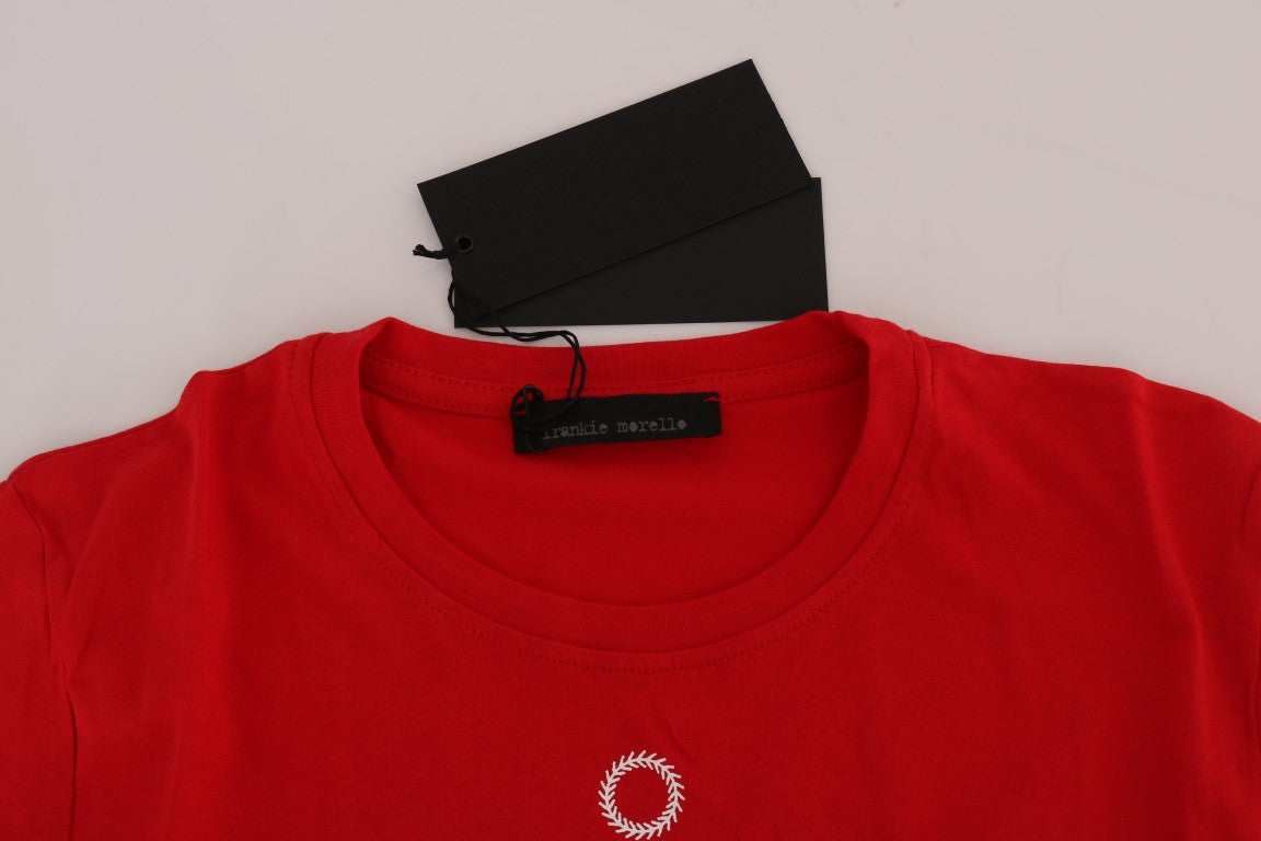 Camiseta roja de algodón con cuello redondo RIDERS