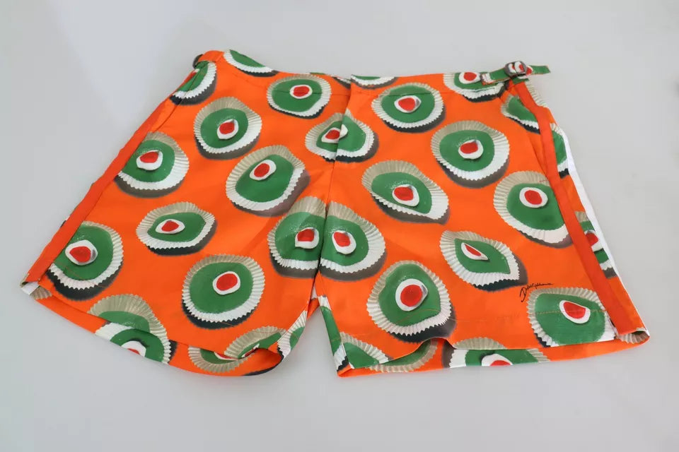 Dolce & Gabbana Orange Cupcake Beachwear Shorts Bademode