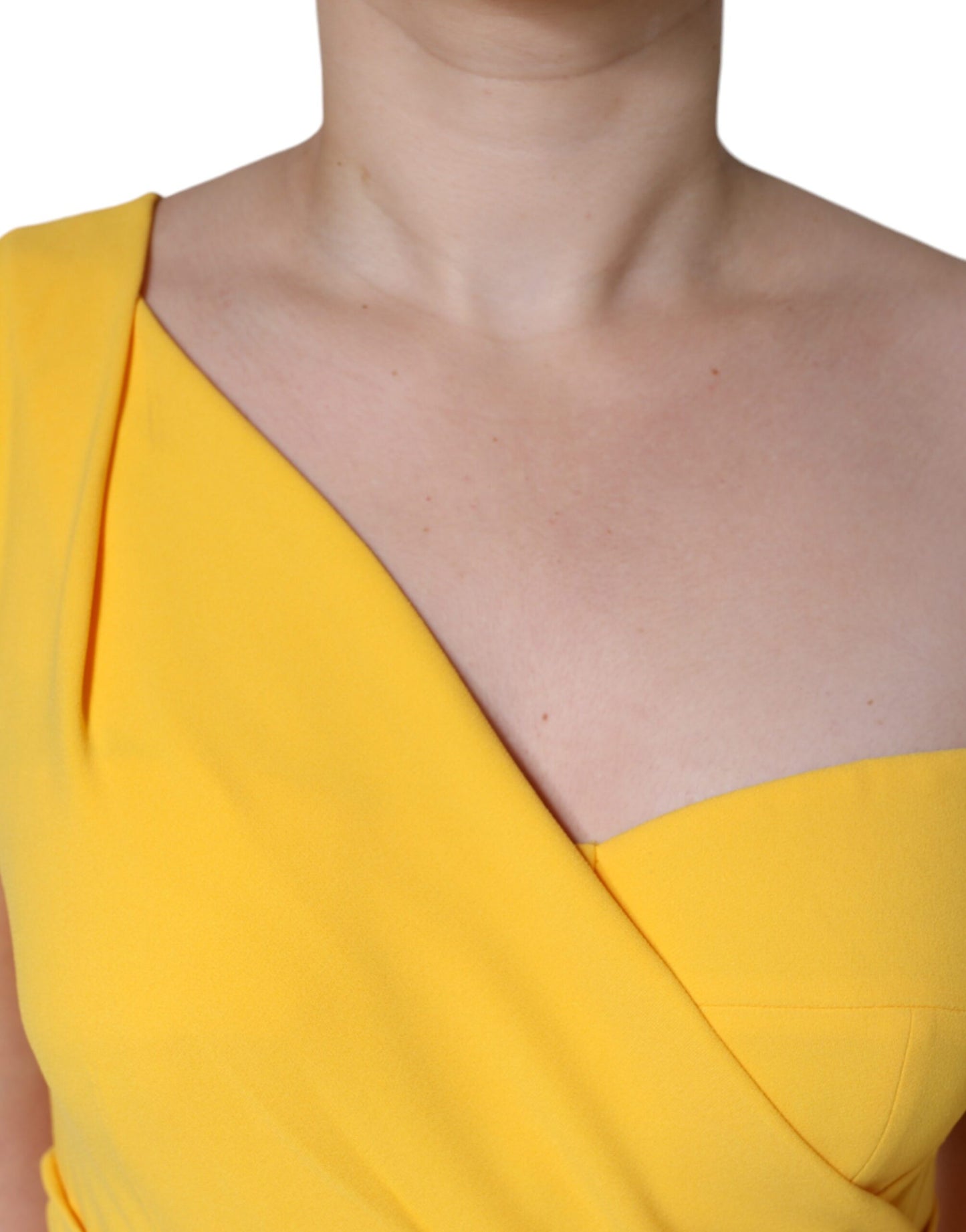 Dolce & Gabbana – Gelbes Midikleid mit One-Shoulder-Träger und seitlichem Schlitz