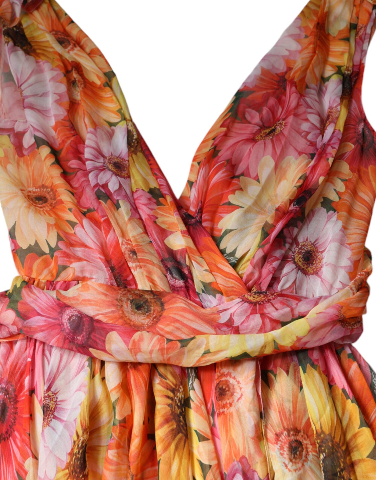 Dolce & Gabbana – Ärmelloses Midikleid mit V-Ausschnitt und Blumenmuster in mehreren Farben