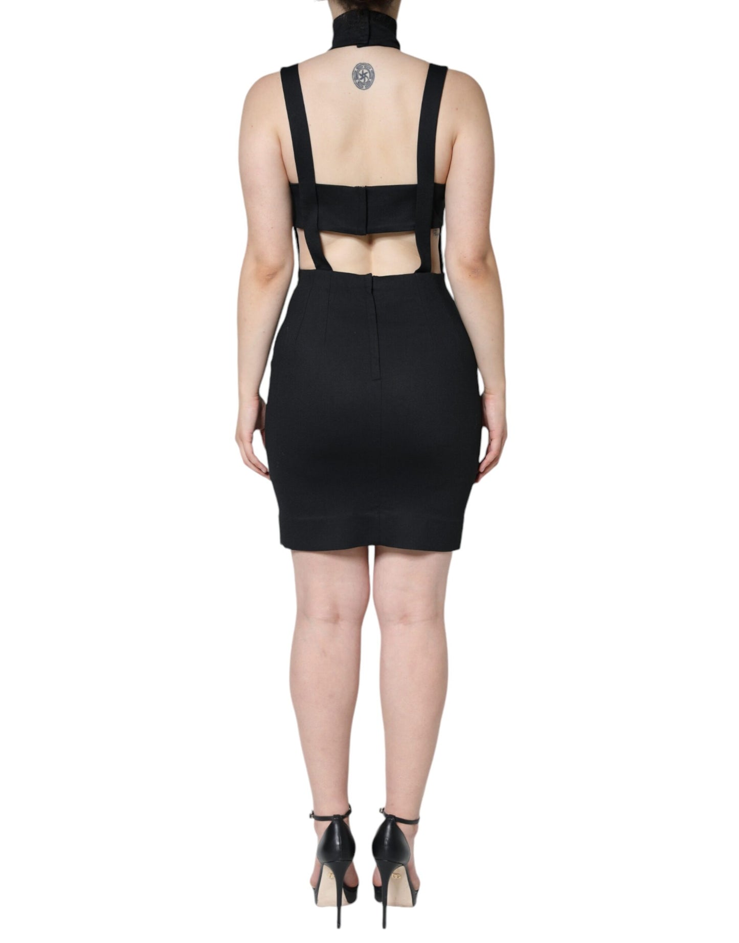 Dolce & Gabbana – Schwarzes, ärmelloses, figurbetontes Minikleid mit Cut-outs