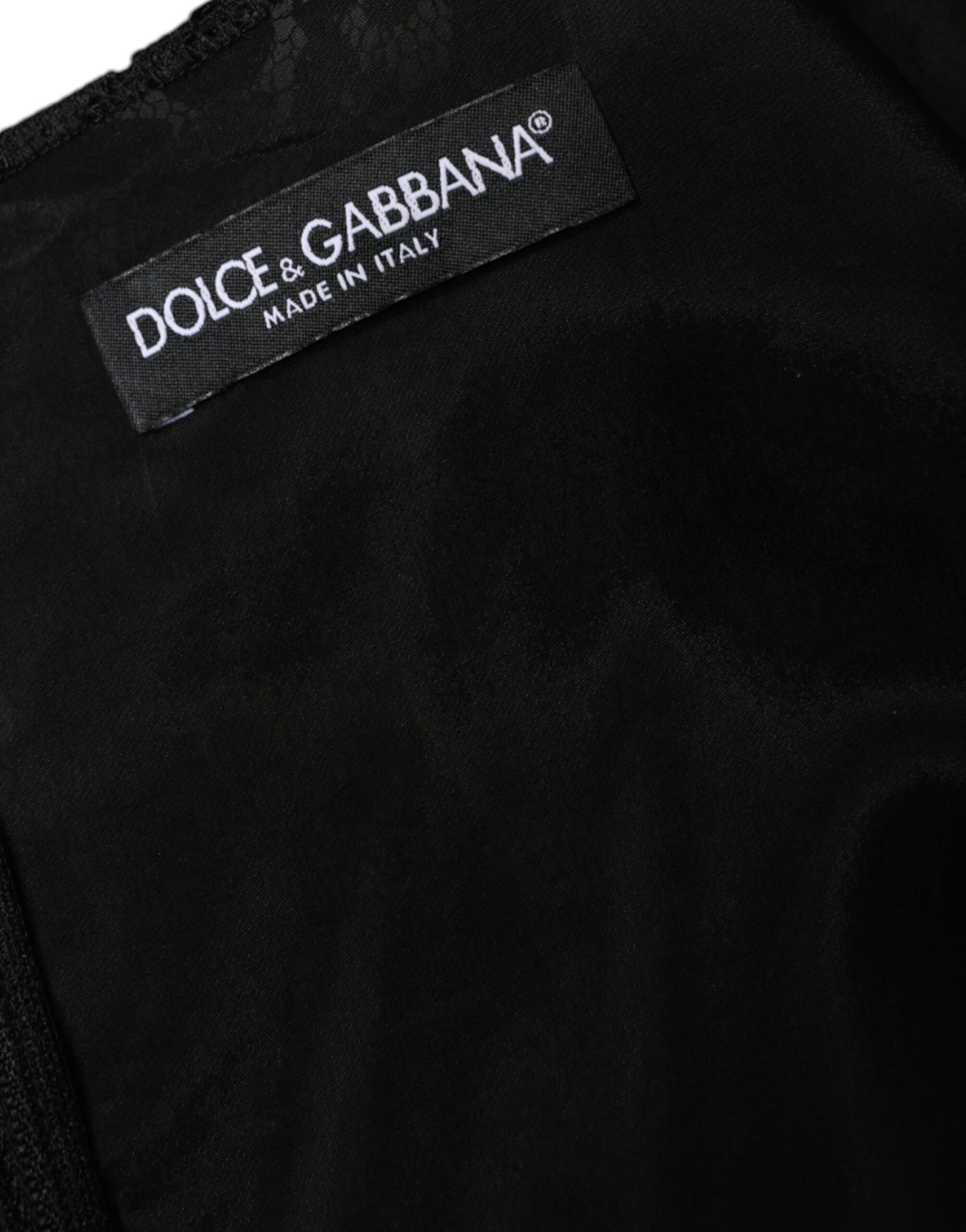 Dolce & Gabbana – Schwarzes, ärmelloses Minikleid aus floraler Spitze