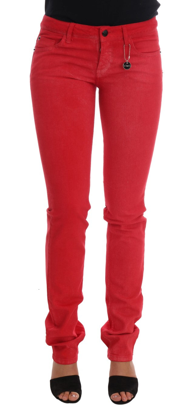Vaqueros slim elásticos de algodón rojos