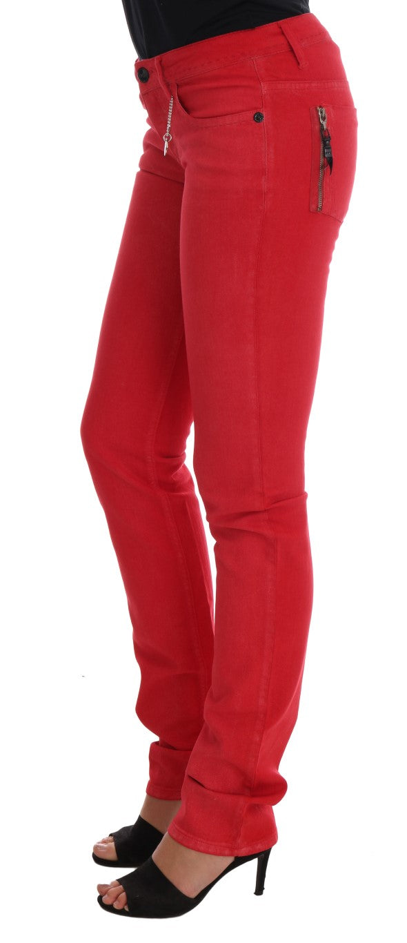 Vaqueros slim elásticos de algodón rojos