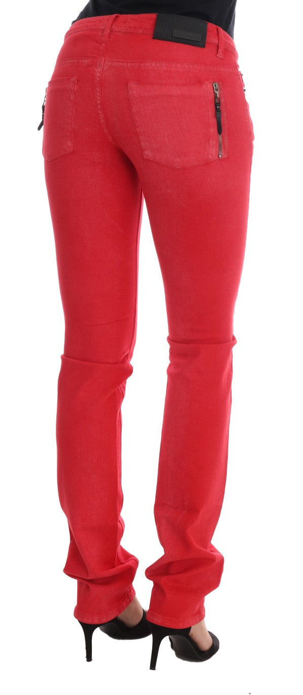 Vaqueros slim elásticos de algodón rojos