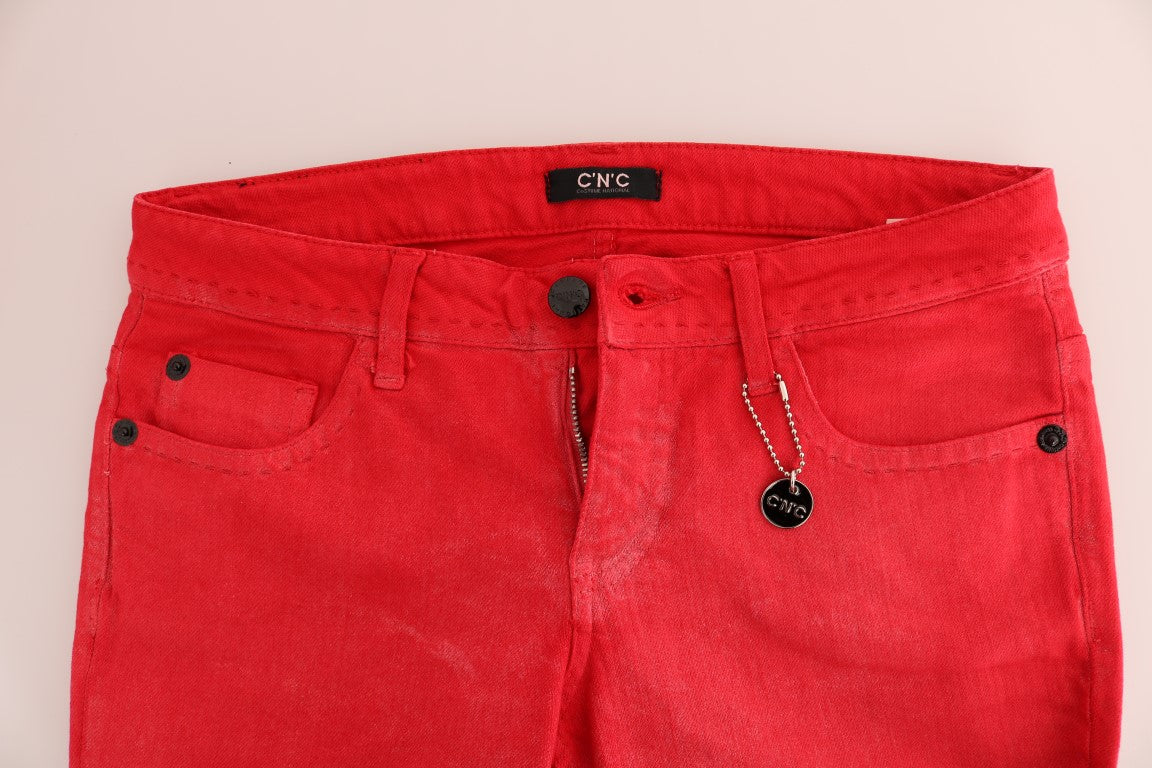 Vaqueros slim elásticos de algodón rojos