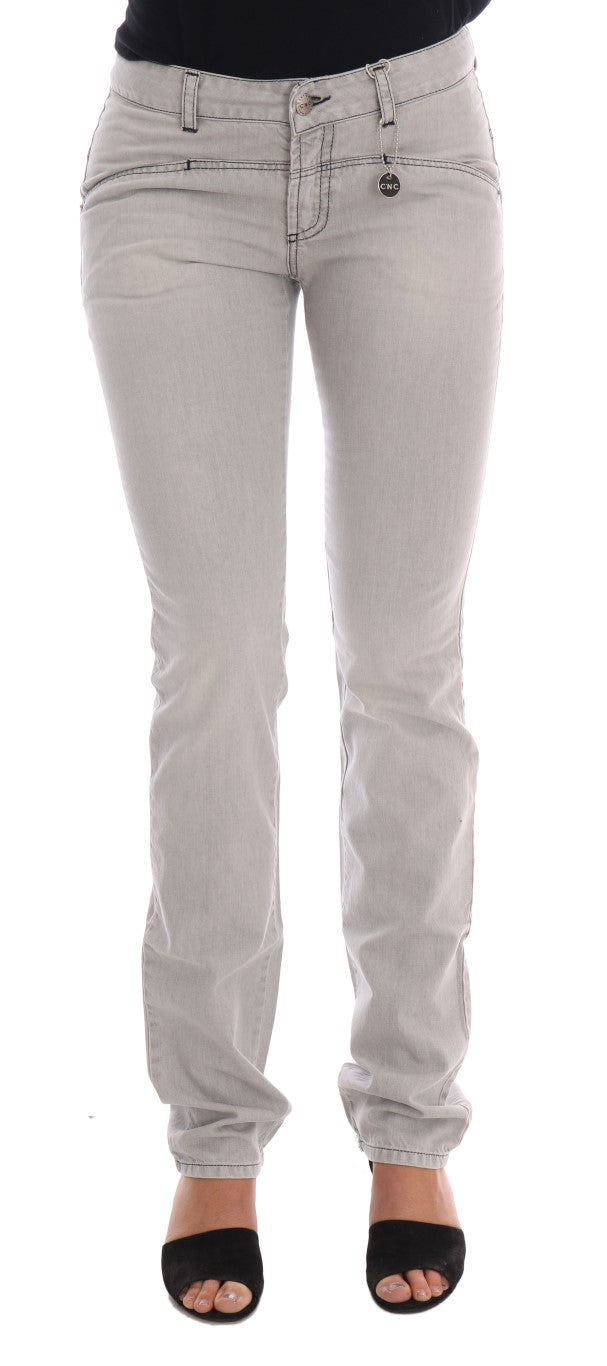 Jeans slim in cotone lavaggio grigio