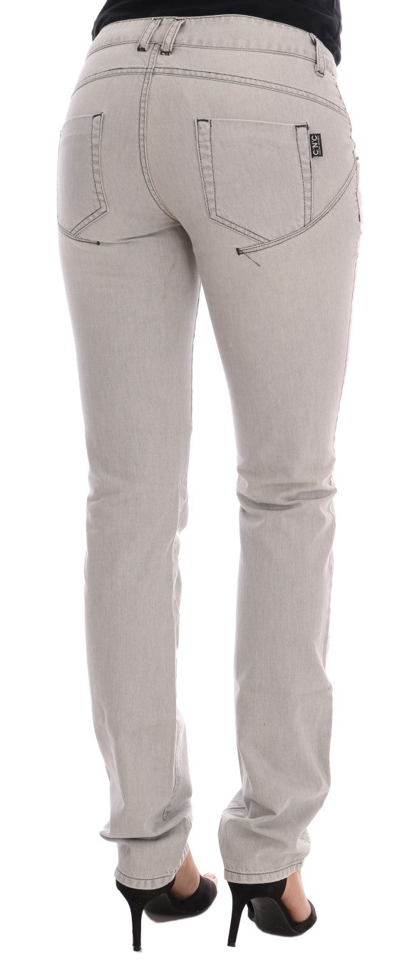Jeans slim in cotone lavaggio grigio