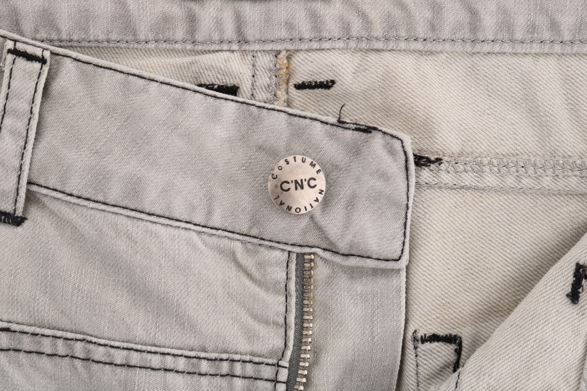 Jeans slim in cotone lavaggio grigio