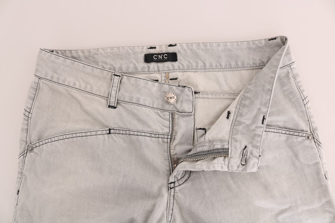 Jeans slim in cotone lavaggio grigio