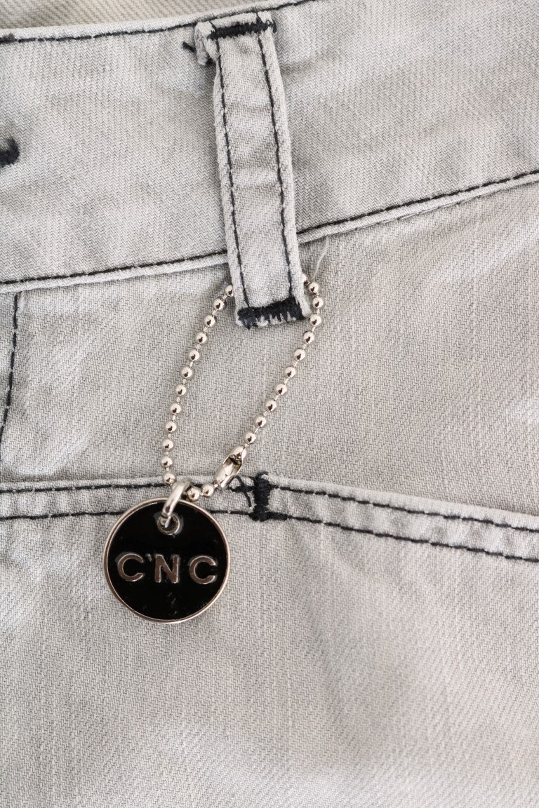 Jeans slim in cotone lavaggio grigio