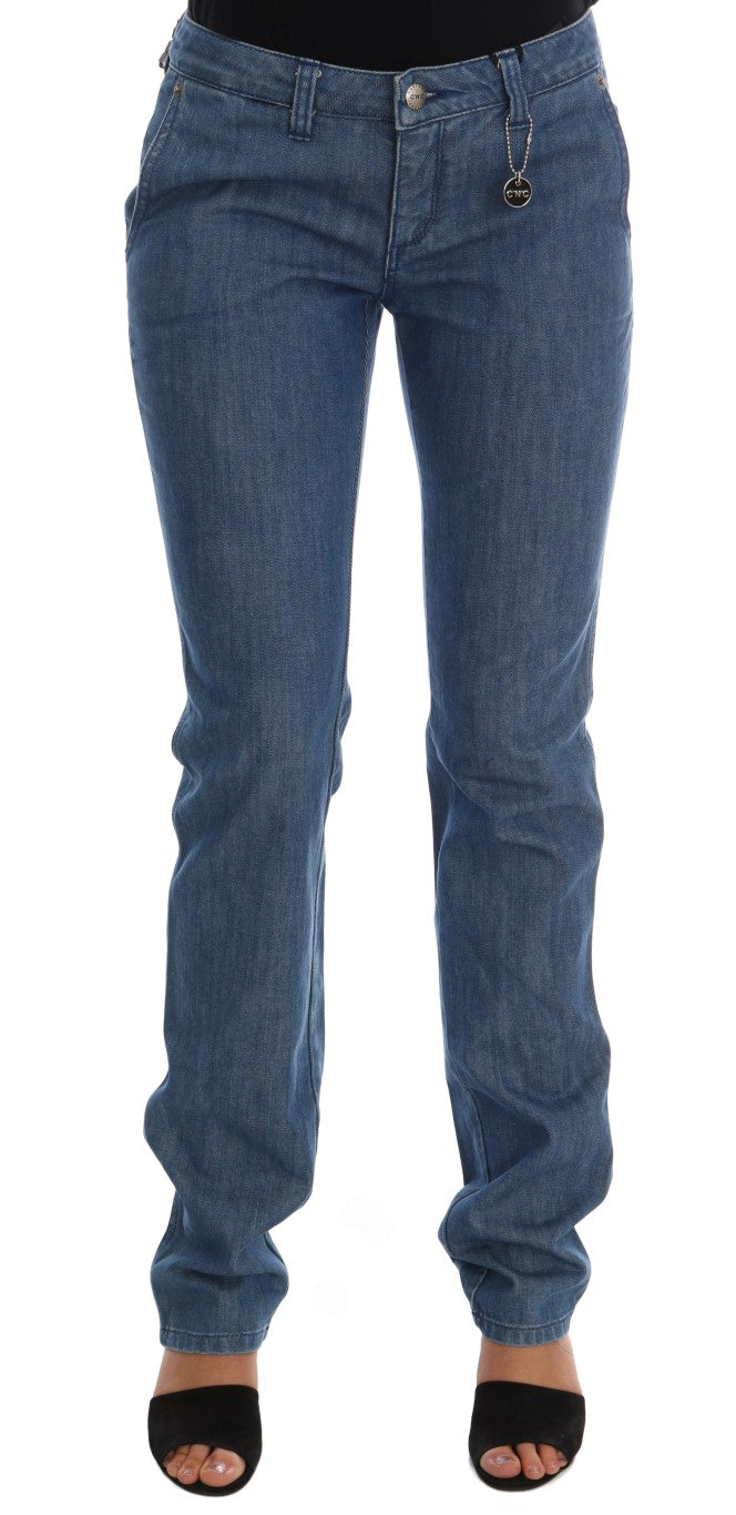 Vaqueros slim de denim de algodón con lavado azul