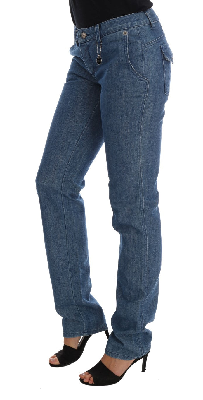 Vaqueros slim de denim de algodón con lavado azul