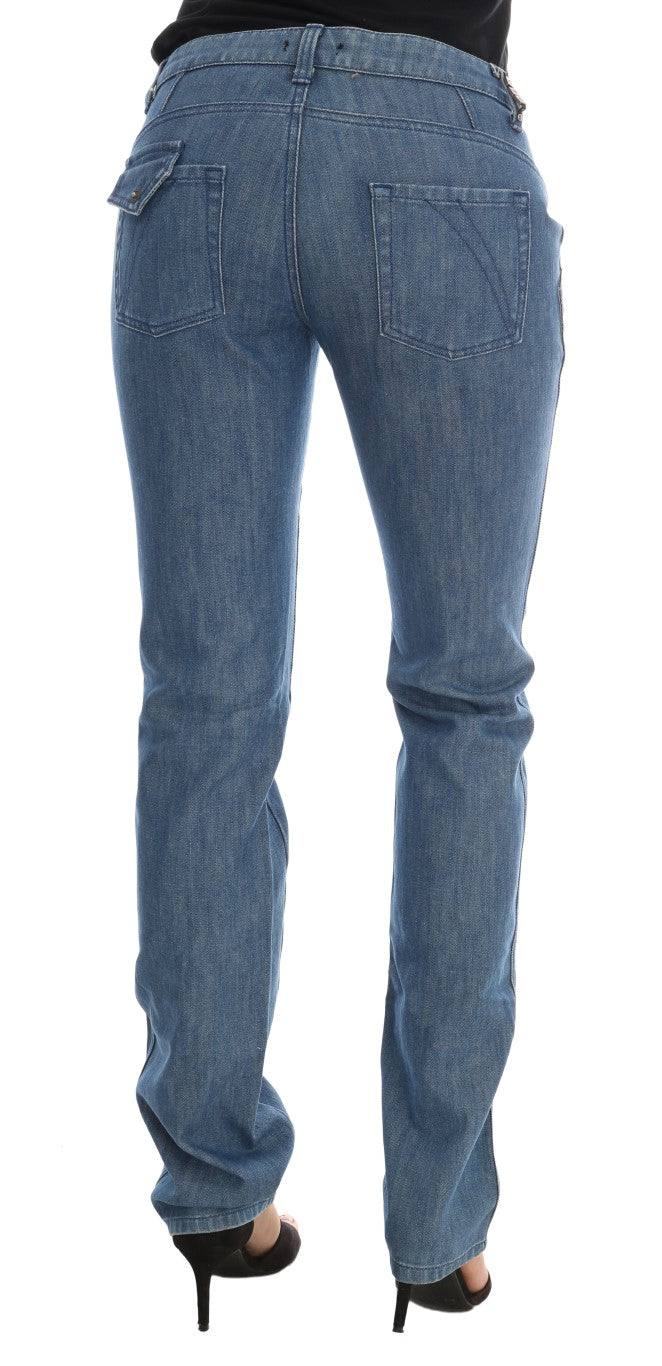 Vaqueros slim de denim de algodón con lavado azul