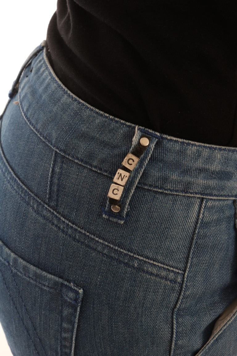 Vaqueros slim de denim de algodón con lavado azul