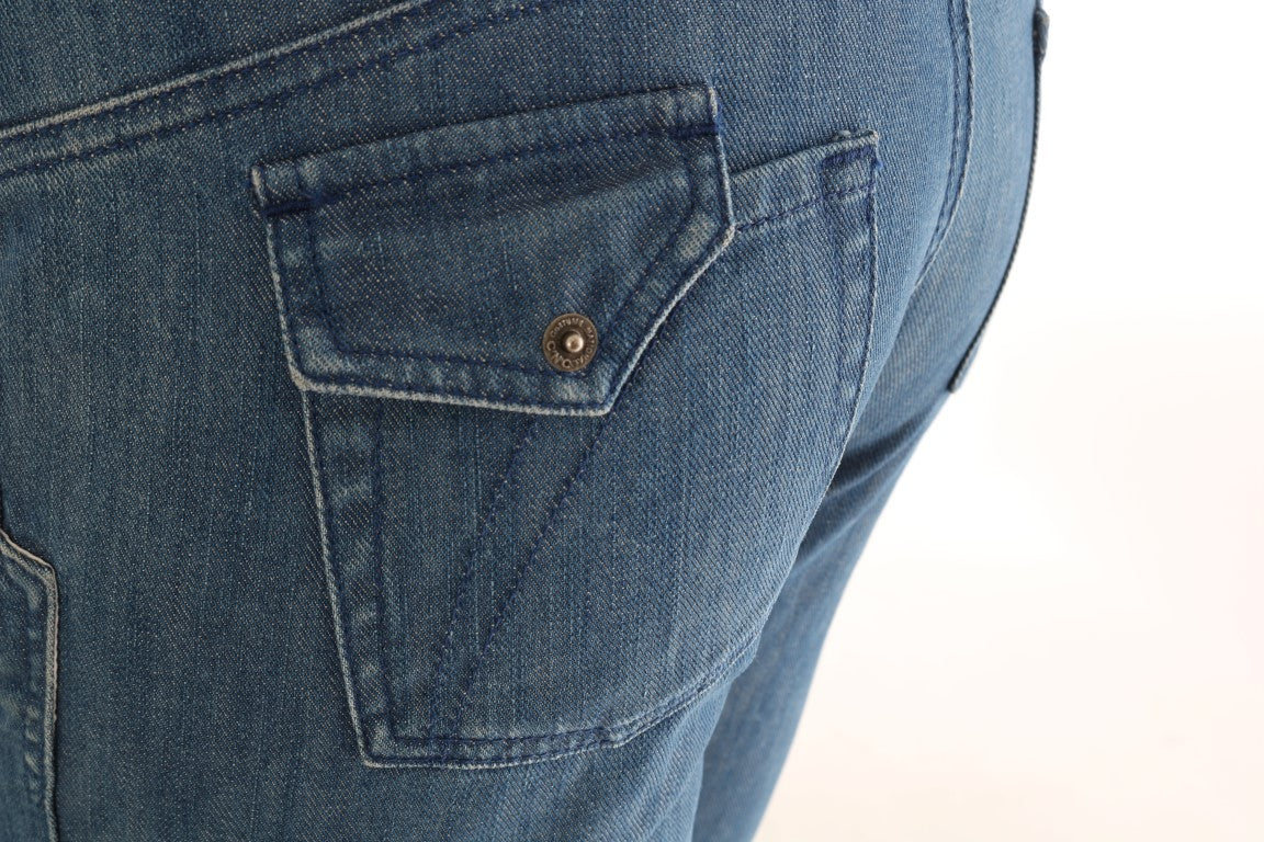 Vaqueros slim de denim de algodón con lavado azul