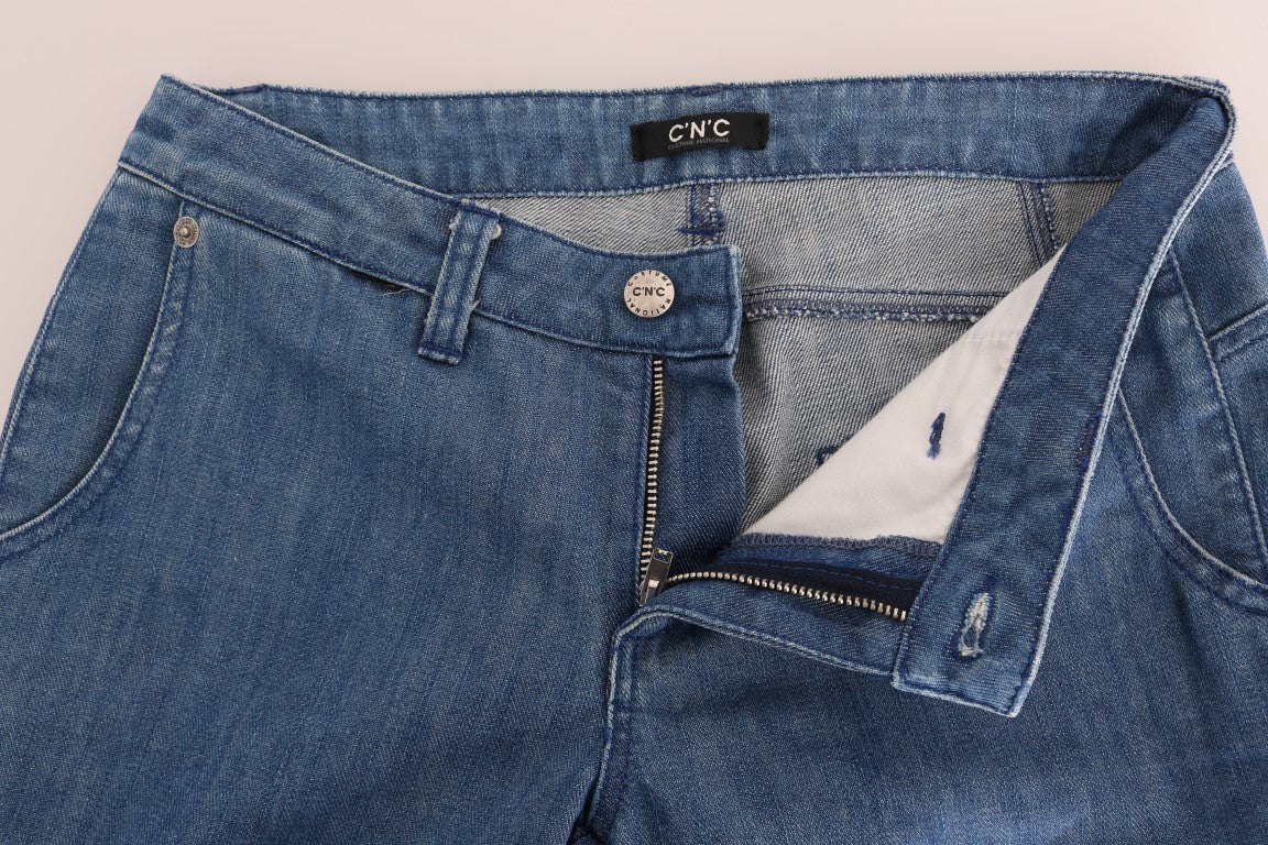 Vaqueros slim de denim de algodón con lavado azul
