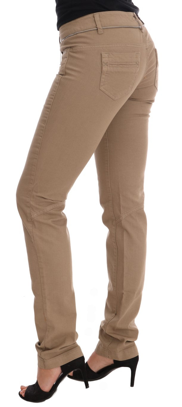 Vaqueros slim fit elásticos de algodón beige