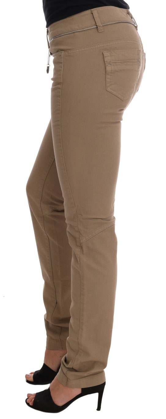 Vaqueros slim fit elásticos de algodón beige