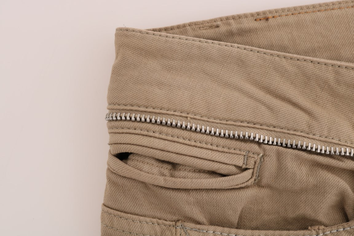 Vaqueros slim fit elásticos de algodón beige