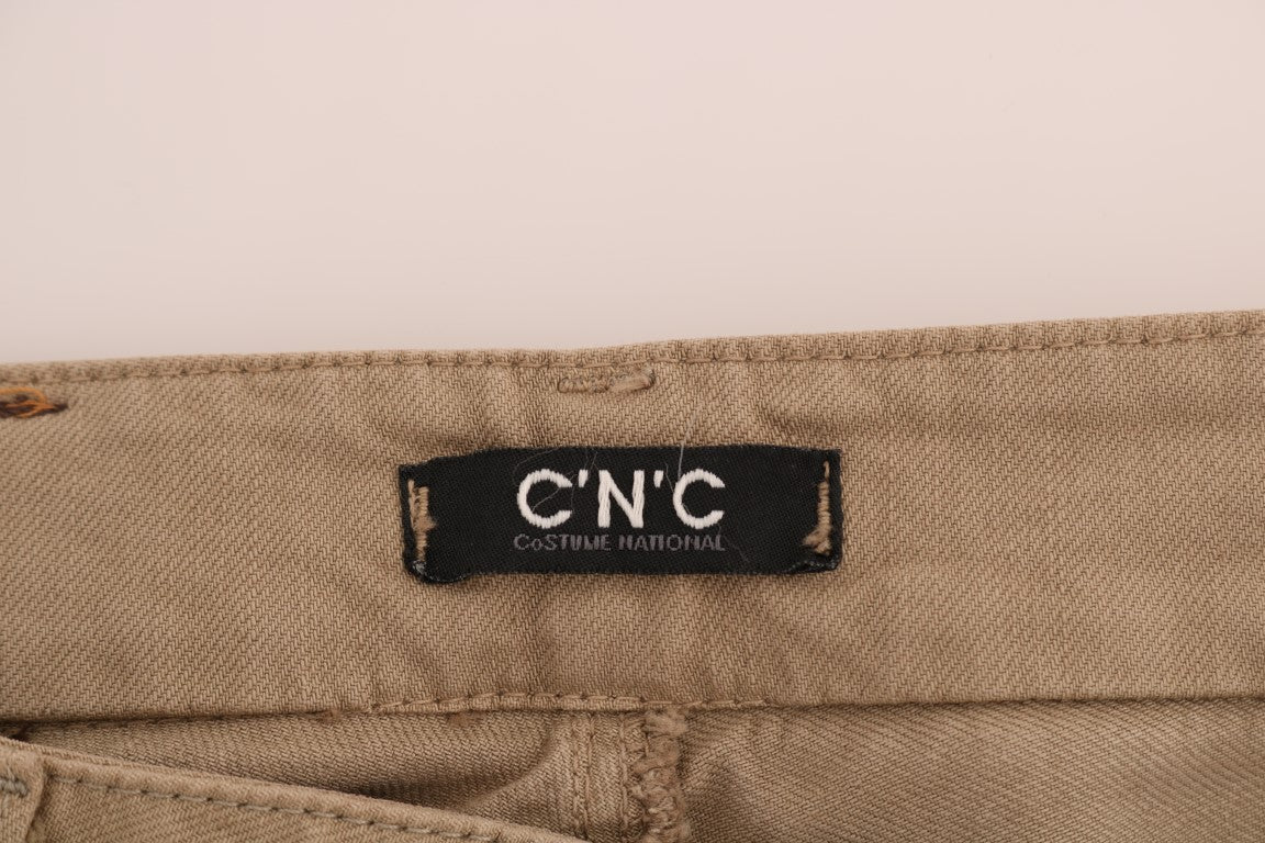 Vaqueros slim fit elásticos de algodón beige