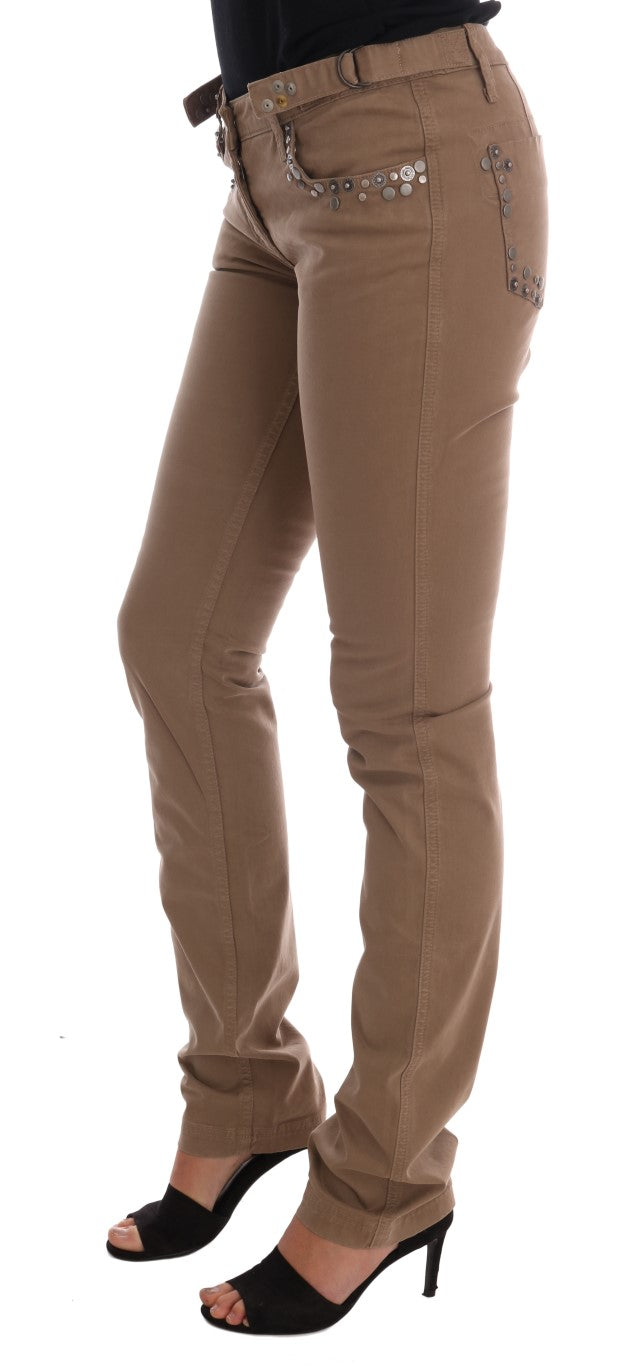 Vaqueros slim fit elásticos de algodón beige