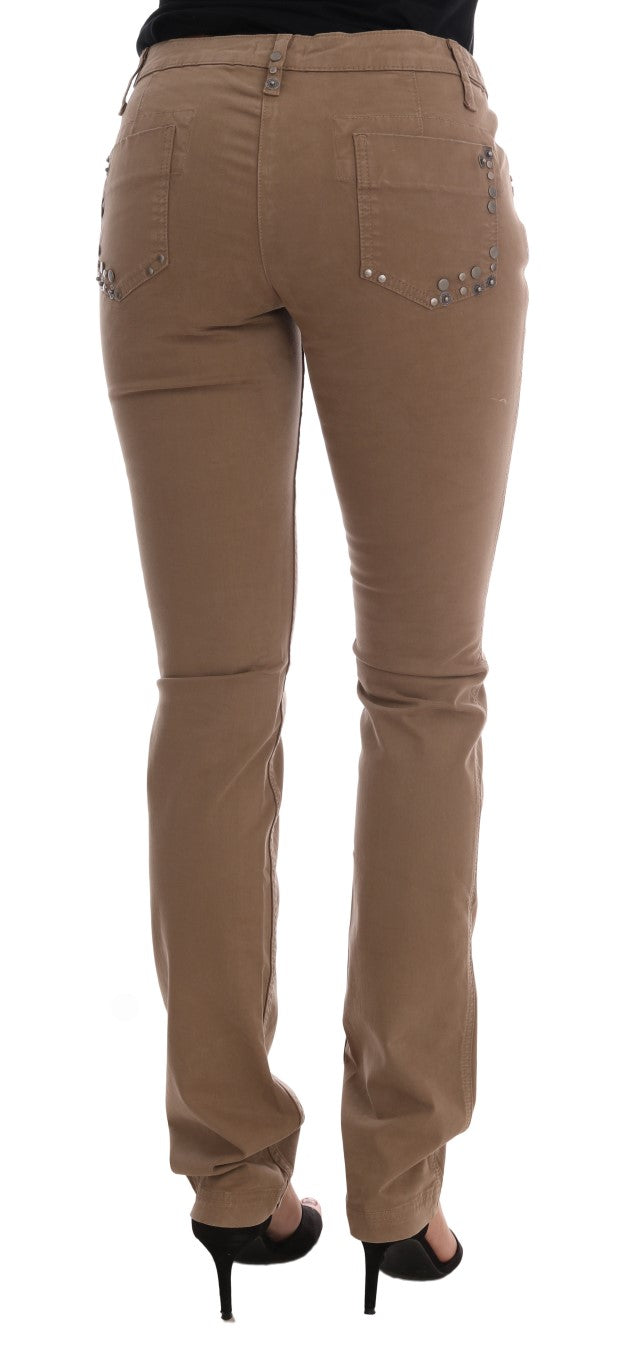 Vaqueros slim fit elásticos de algodón beige