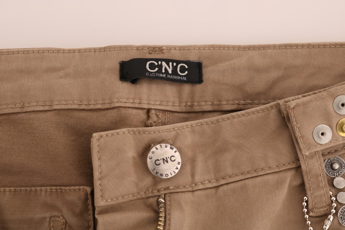 Vaqueros slim fit elásticos de algodón beige