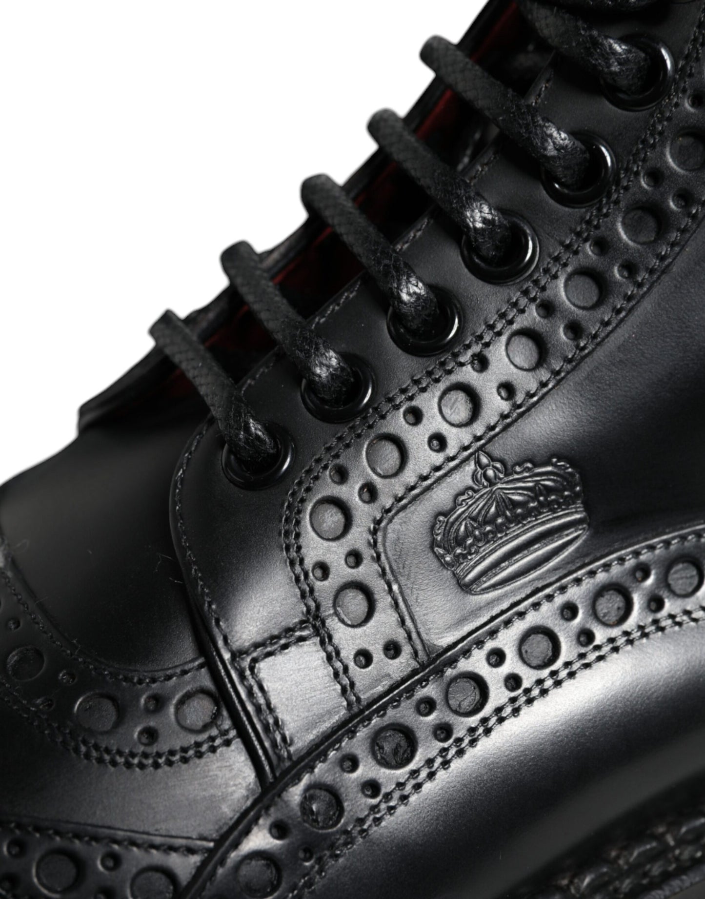 Dolce & Gabbana – Schwarze, wadenlange Stiefel aus Leder mit Schnürung