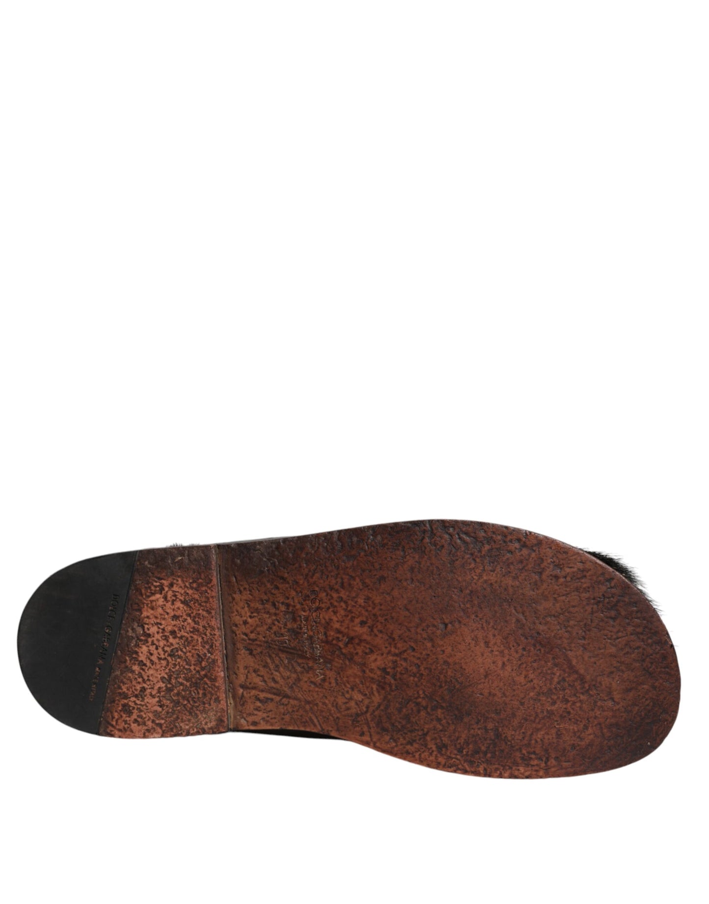 Dolce & Gabbana Schwarze Gazelle Haarleder Flats Sandalen Schuhe