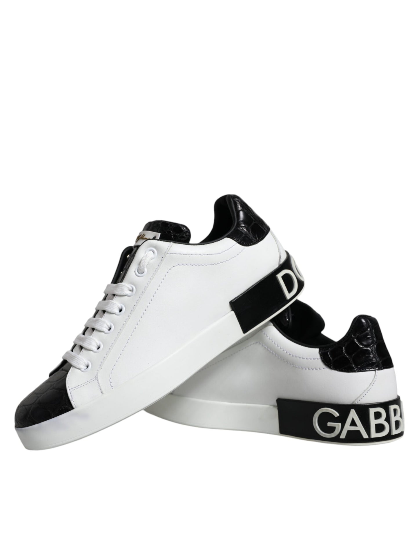 Dolce & Gabbana – Portofino-Sneaker aus schwarzem Leder mit Logo