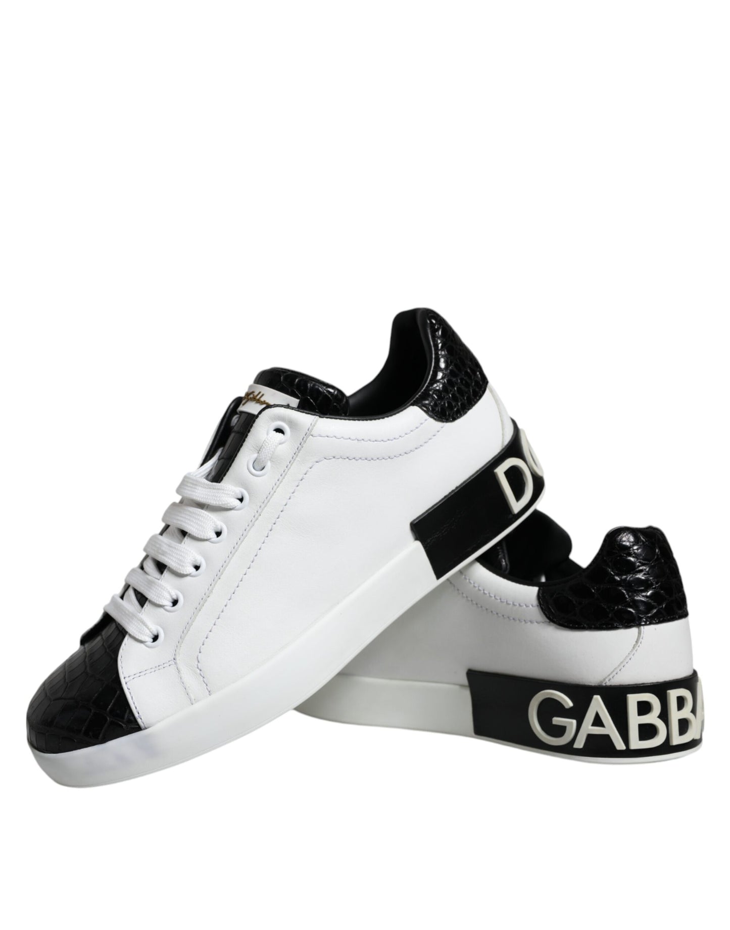 Dolce & Gabbana – Portofino-Sneaker aus schwarzem Leder mit Logo