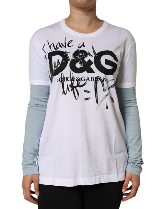 Dolce & Gabbana – Weißes Rundhals-T-Shirt aus Baumwolle mit Logo-Print