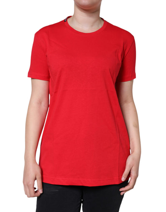Dolce & Gabbana – Rotes T-Shirt aus Baumwolle mit Rundhalsausschnitt und kurzen Ärmeln
